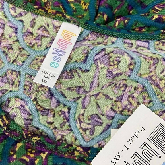 Lularoe Perfect T Purple/Green Print Scoop… - Picture 5 of 5
